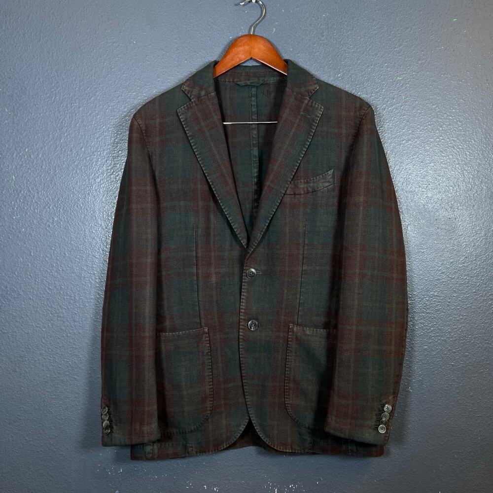 L.B.M. 1911 48eu men’s green/red garment dyed limited edition sport blazer flax